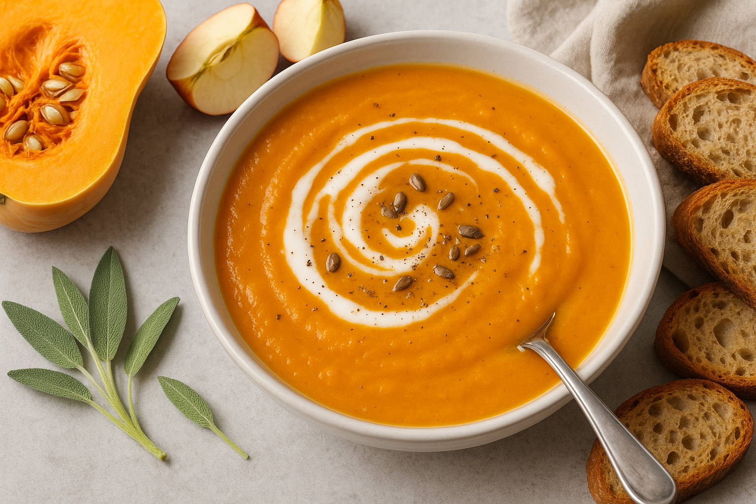15-Minute Butternut Squash Apple Soup