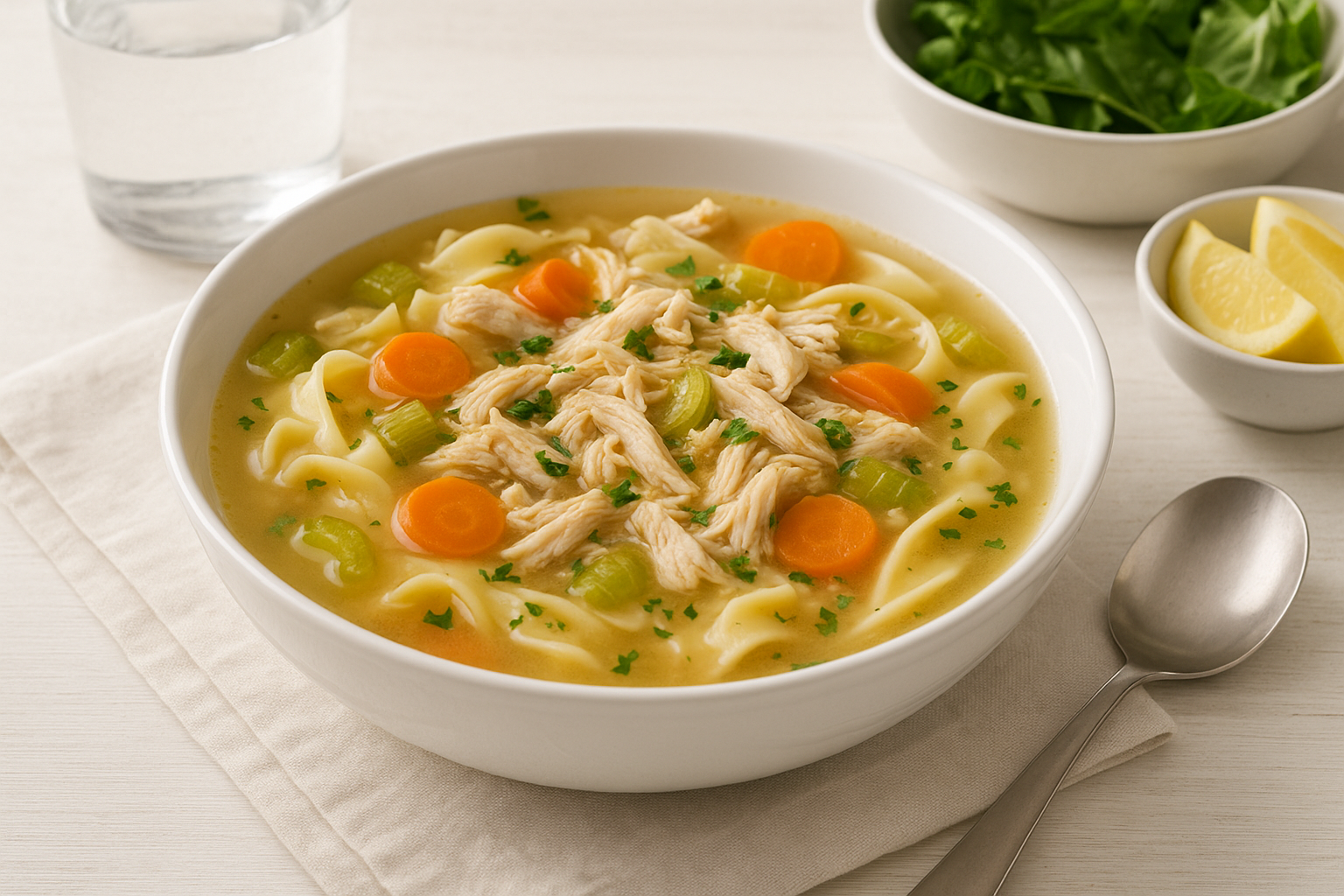 Easy Rotisserie Chicken Noodle Soup with Fresh Vegetables — rotisserie chicken soup