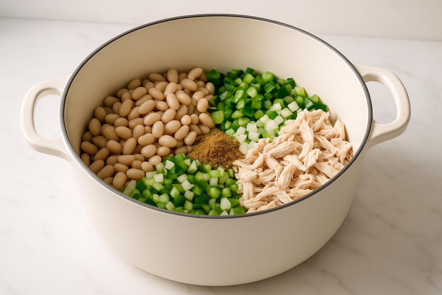 White Chicken Chili with Rotisserie Chicken and Dried Beans — white chicken chili
