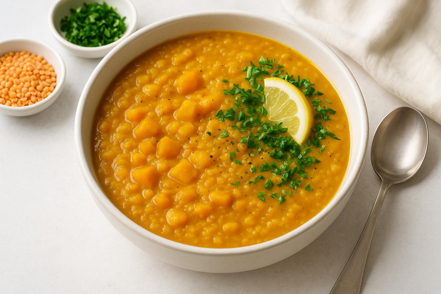 Healthy Pumpkin Soup with Red Lentils