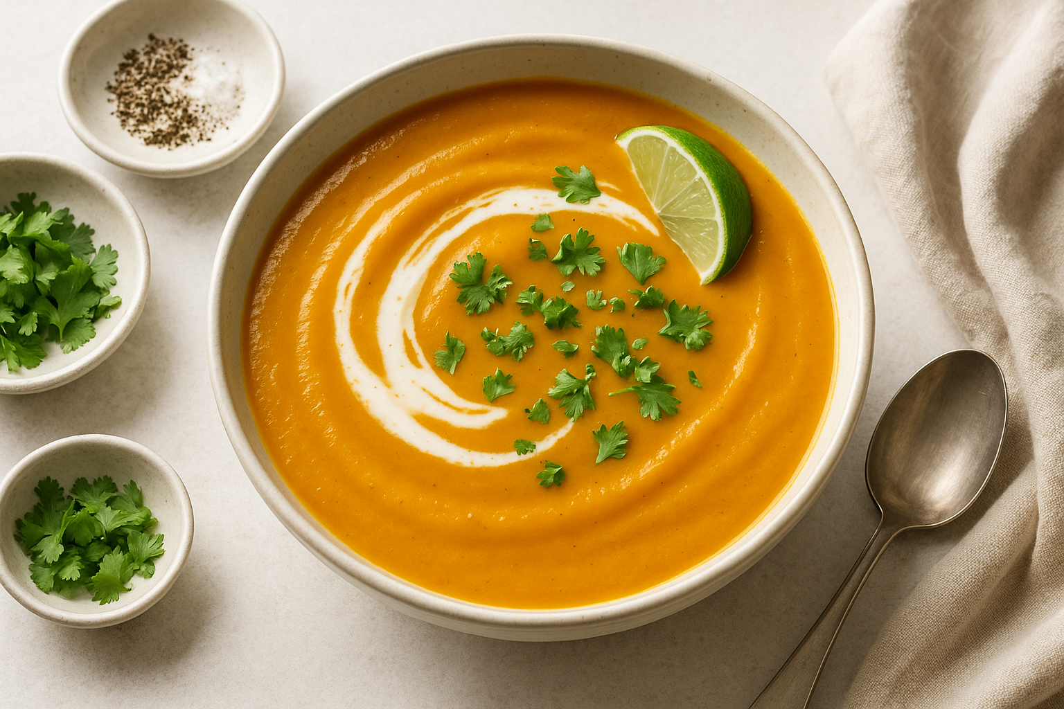 Pumpkin Soup with Coconut Milk, Lime and Ginger
