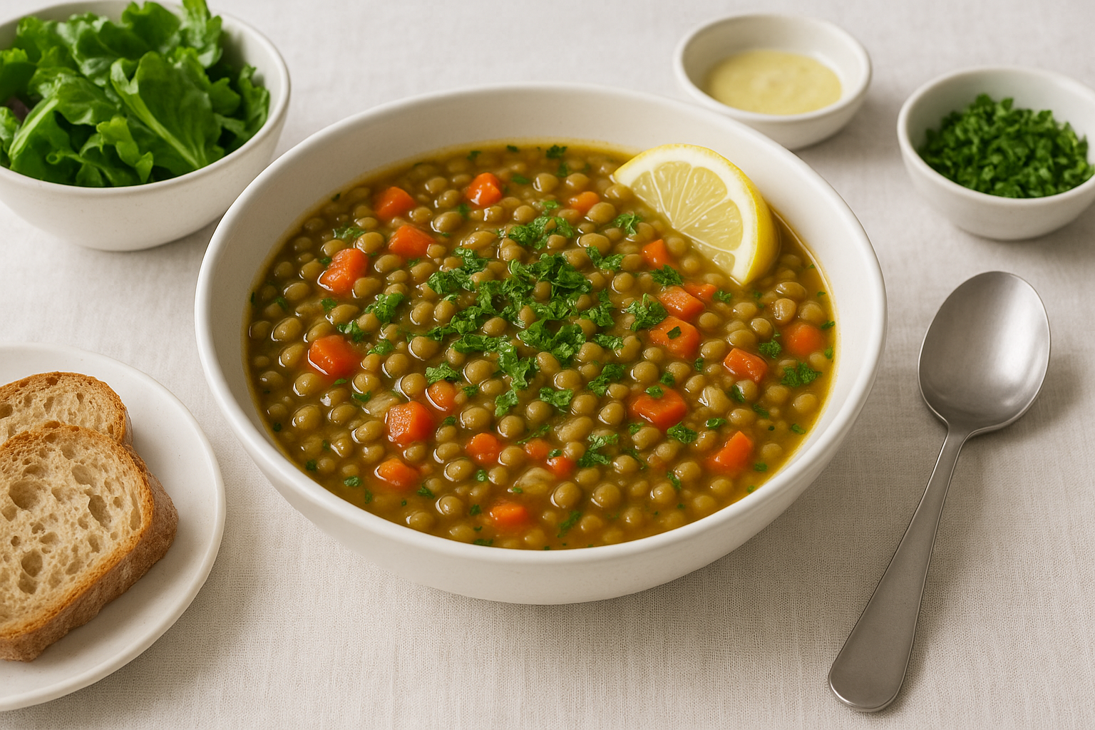 Mediterranean Lentil Soup with Lemon and Herbs — lemon lentil soup
