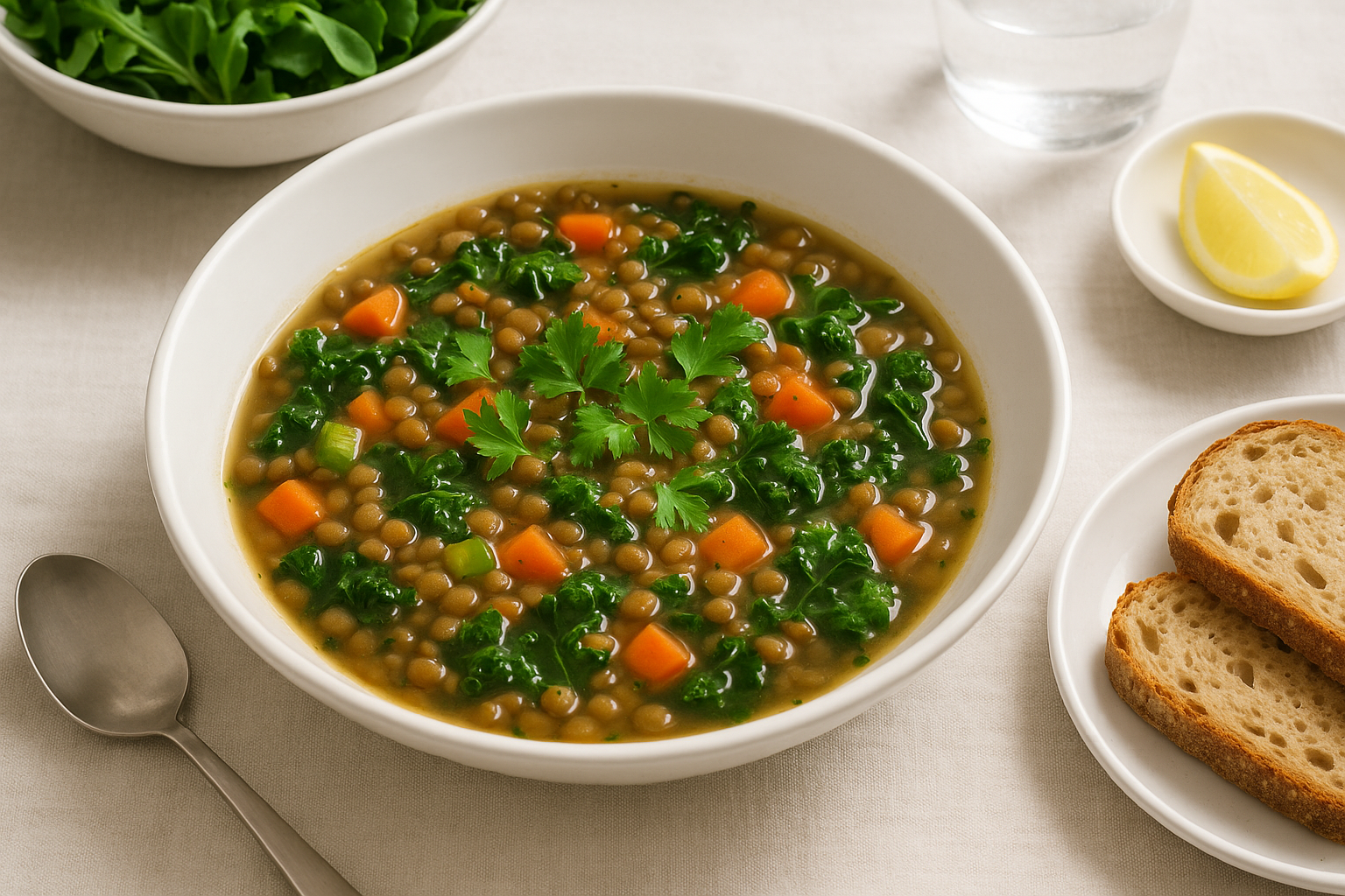 Healthy Lentil Soup with Kale and Carrots — lentil kale soup