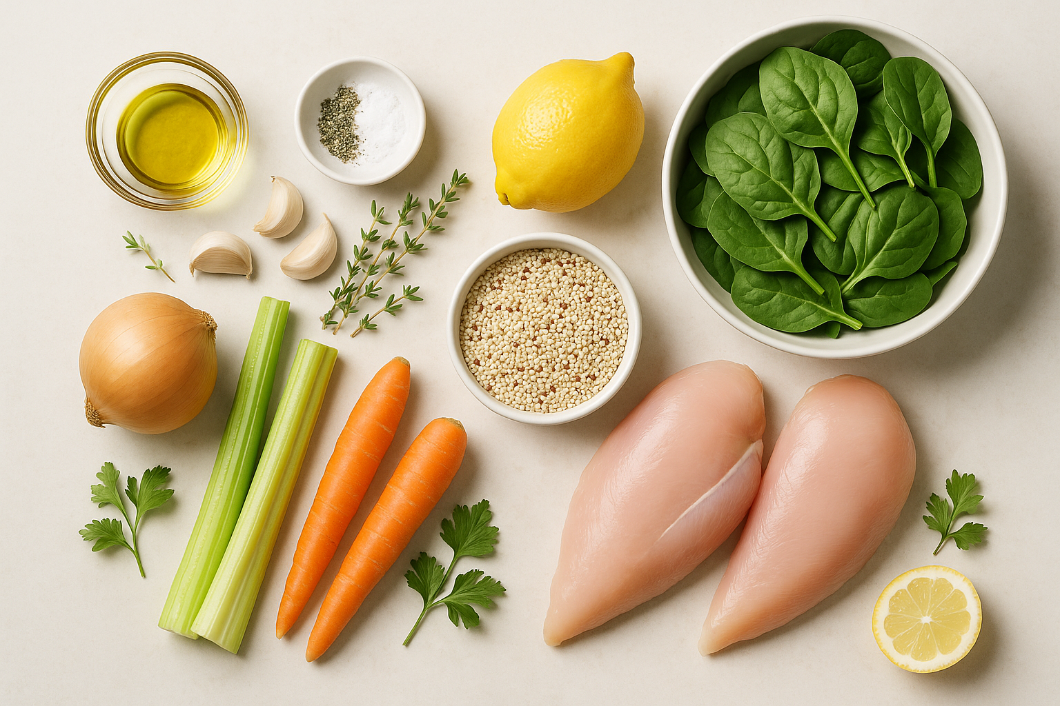 Chicken Quinoa Soup with Lemon and Spinach — quinoa soup
