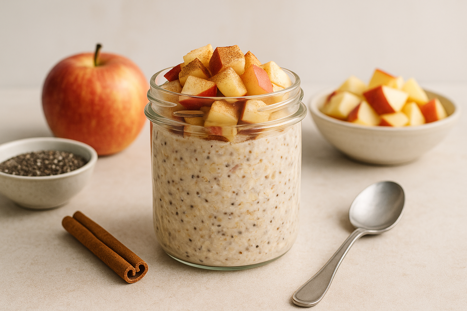 Apple Overnight Oats with Cinnamon and Chia