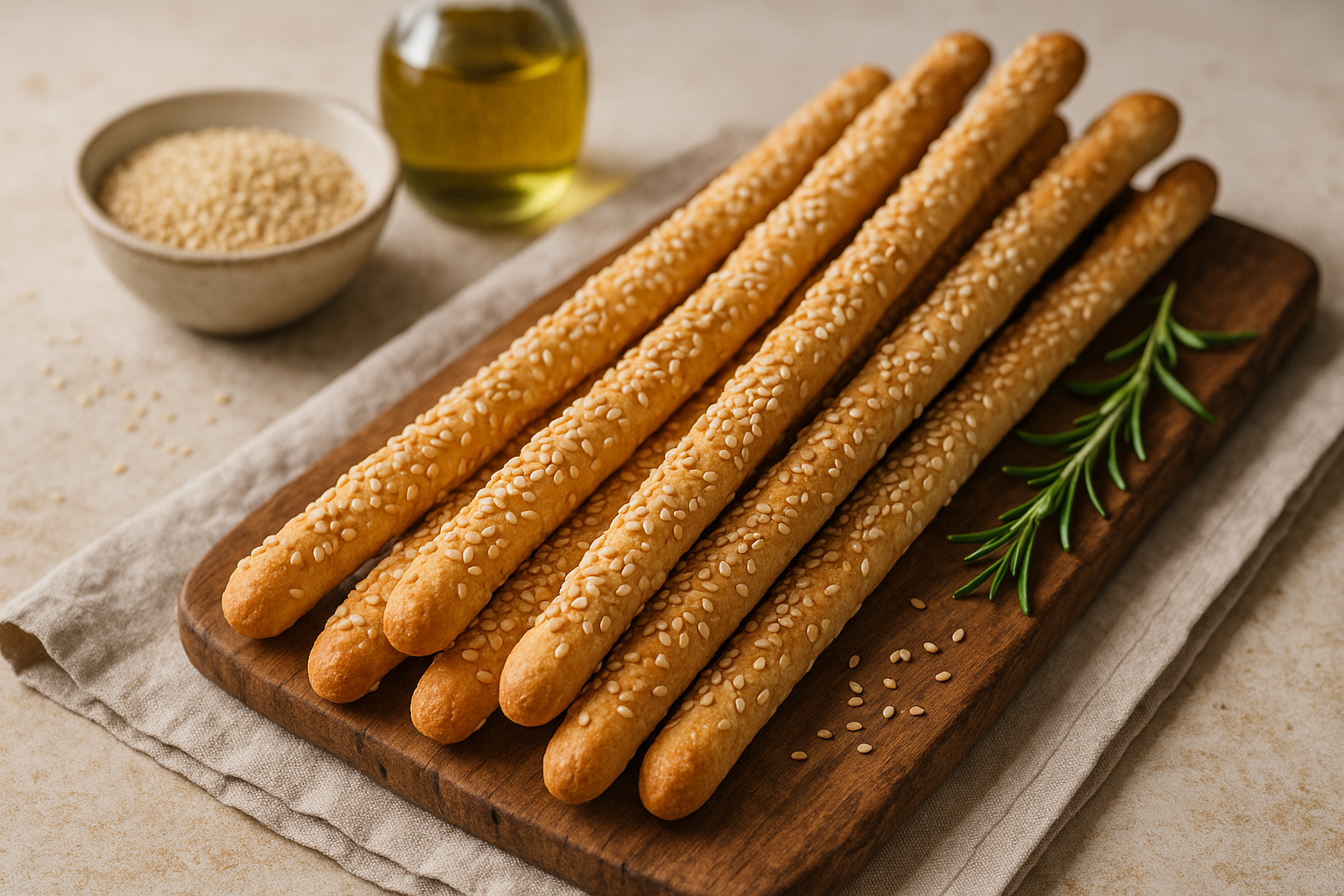 Crispy Italian Sesame Grissini Breadsticks