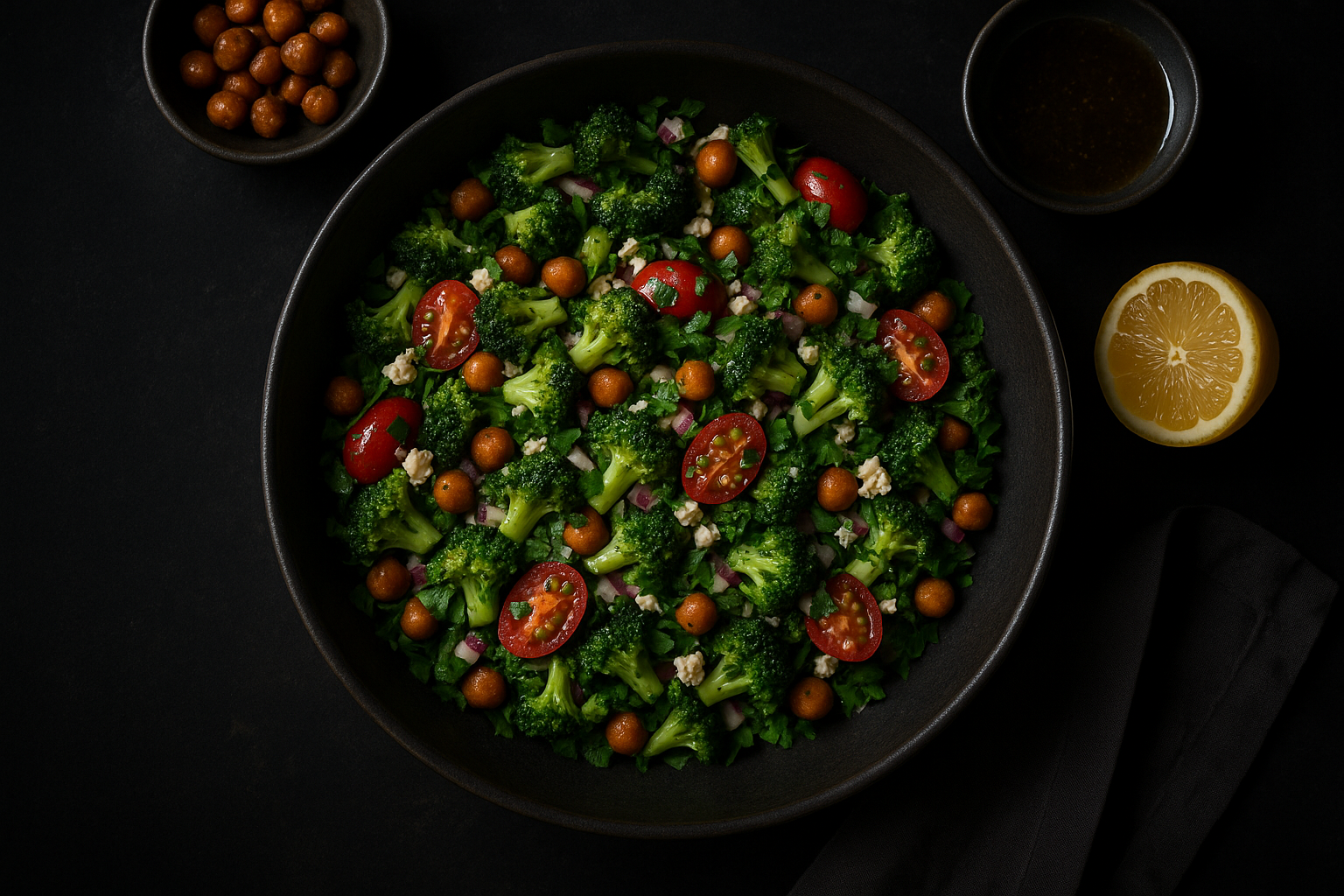 Chopped Broccoli and Chickpea Salad with Lemon