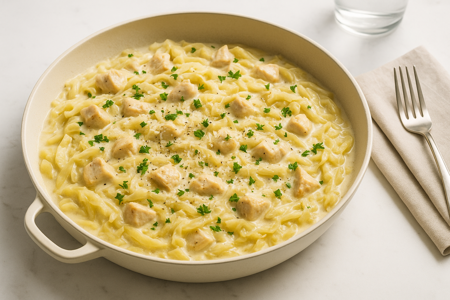 Creamy Cabbage Alfredo with Chicken