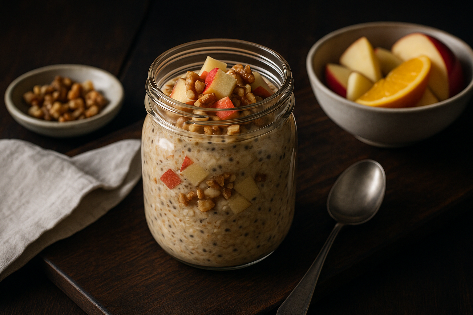 Apple Cinnamon Walnut Overnight Oats — overnight oats recipe