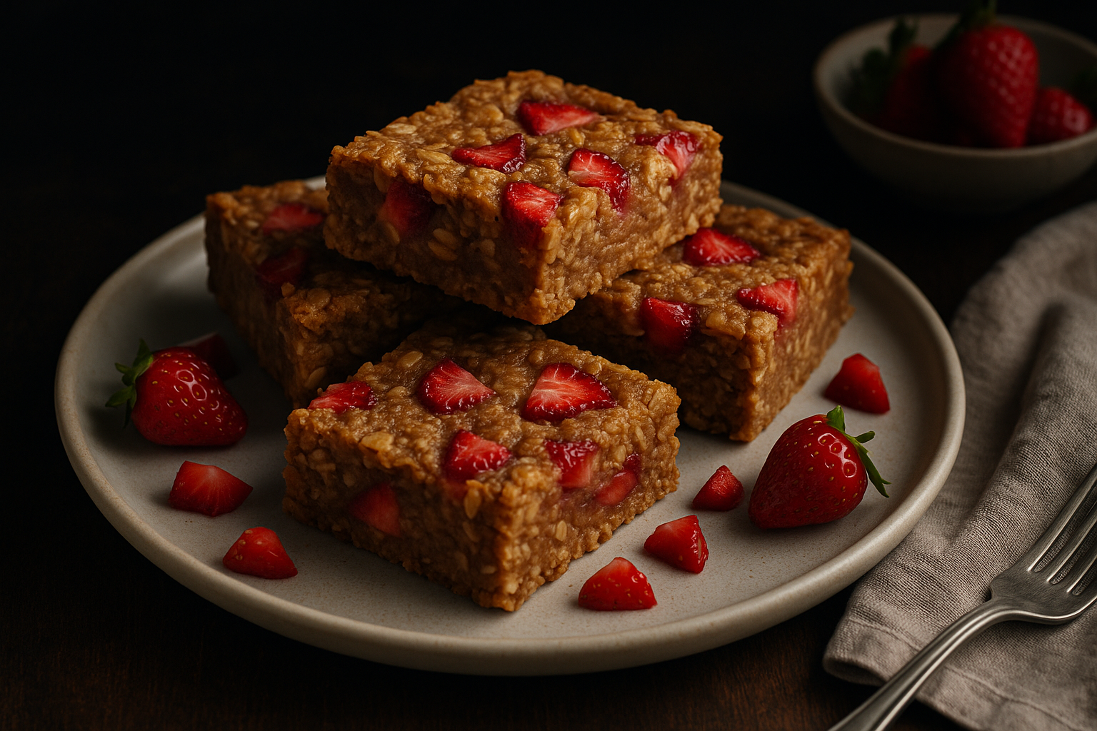 Almond Butter Strawberry Oatmeal Bars