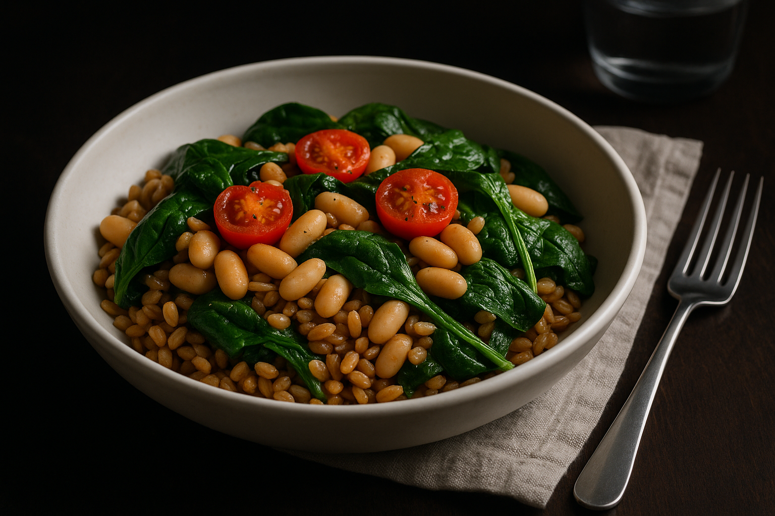 Savory White Bean and Farro Breakfast Bowl