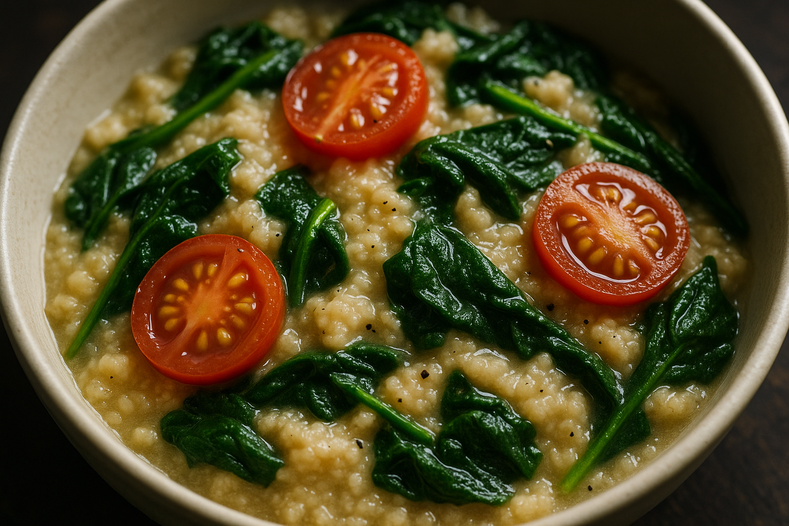 Savory Spinach Tomato Farina — savory farina