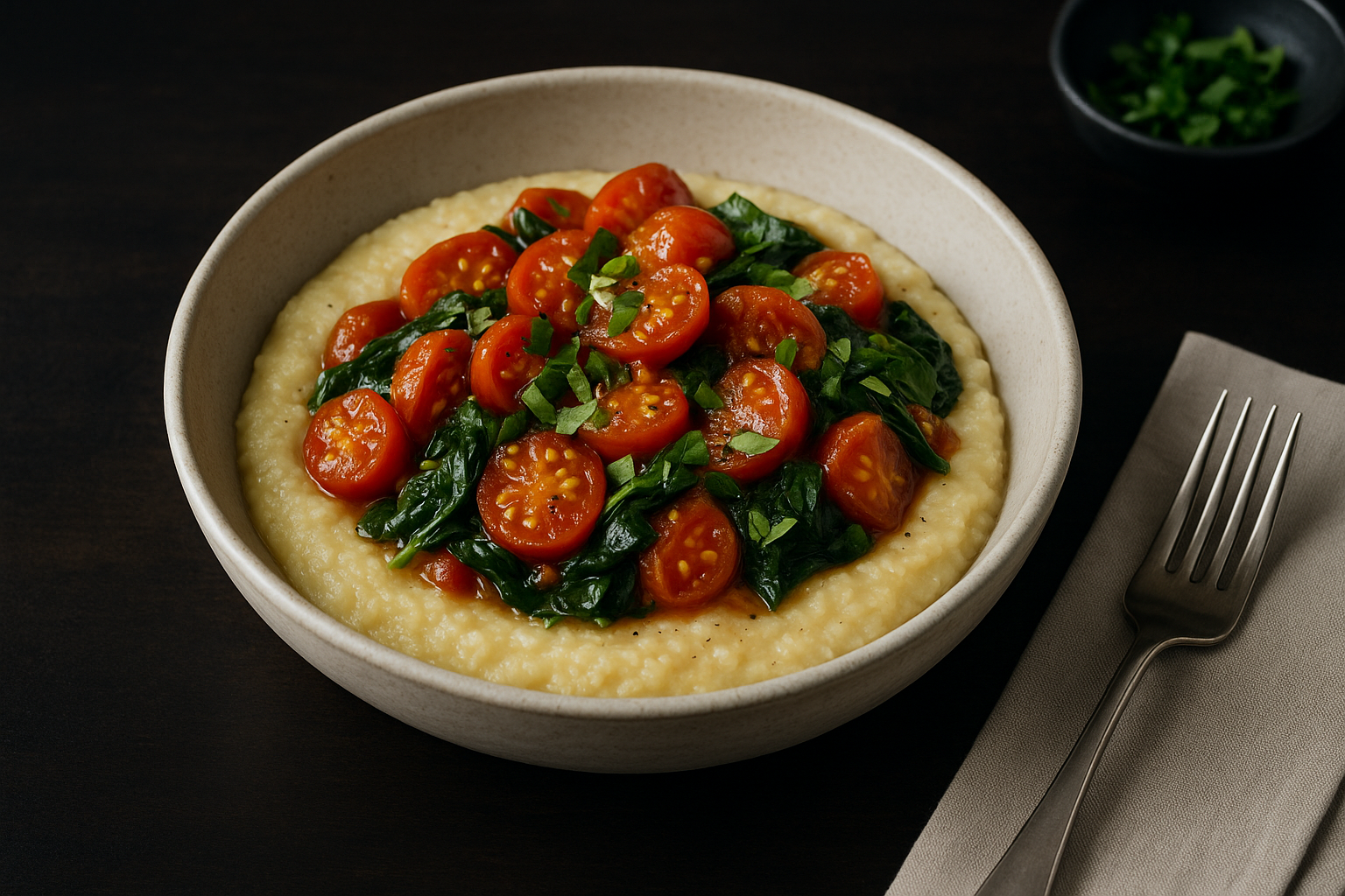 Tomato Basil Grits Bowl