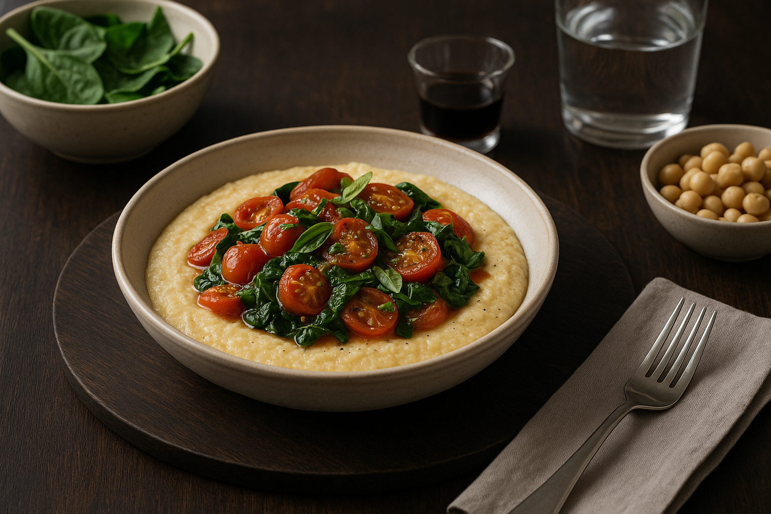 Tomato Basil Grits Bowl — plant-based grits