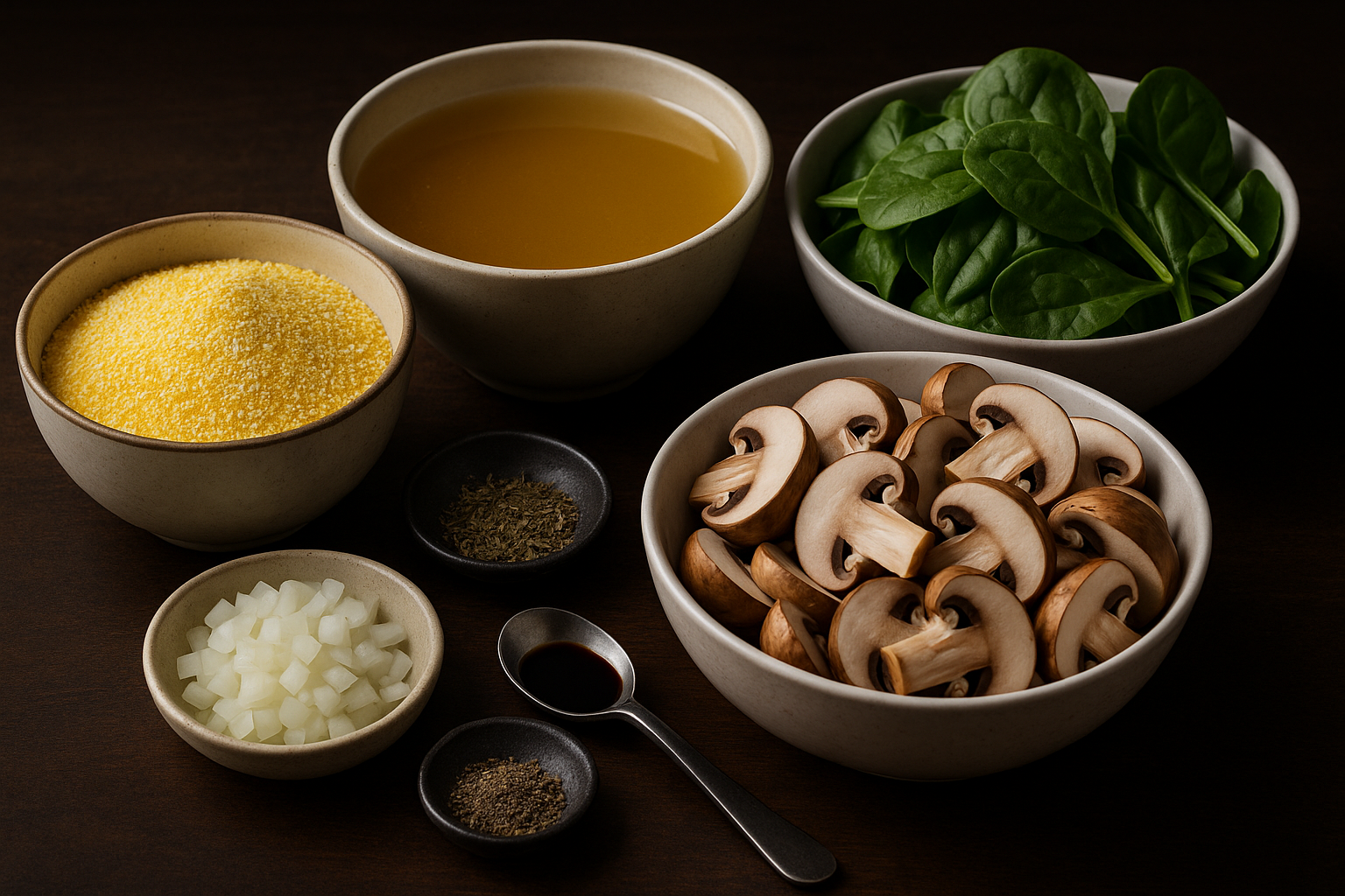 Mushroom Spinach Grits — oil-free breakfast