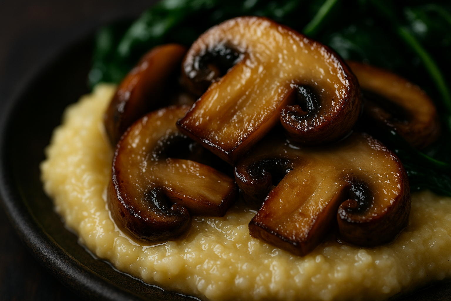 Mushroom Spinach Grits — plant-forward grits