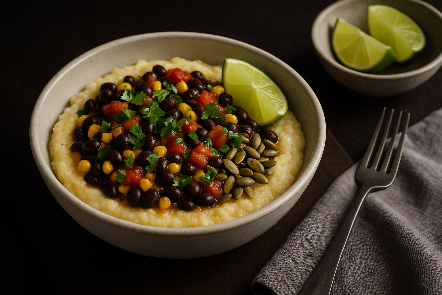 Black Bean Corn Grits Breakfast Bowl — plant-forward breakfast