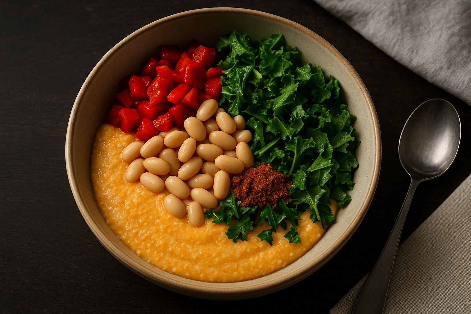 Roasted Red Pepper Grits with White Beans — Roasted Red Pepper Grits