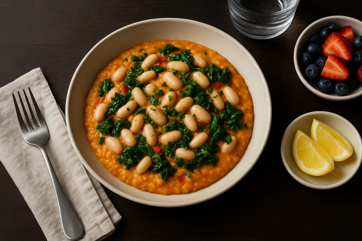 Roasted Red Pepper Grits with White Beans — white beans grits