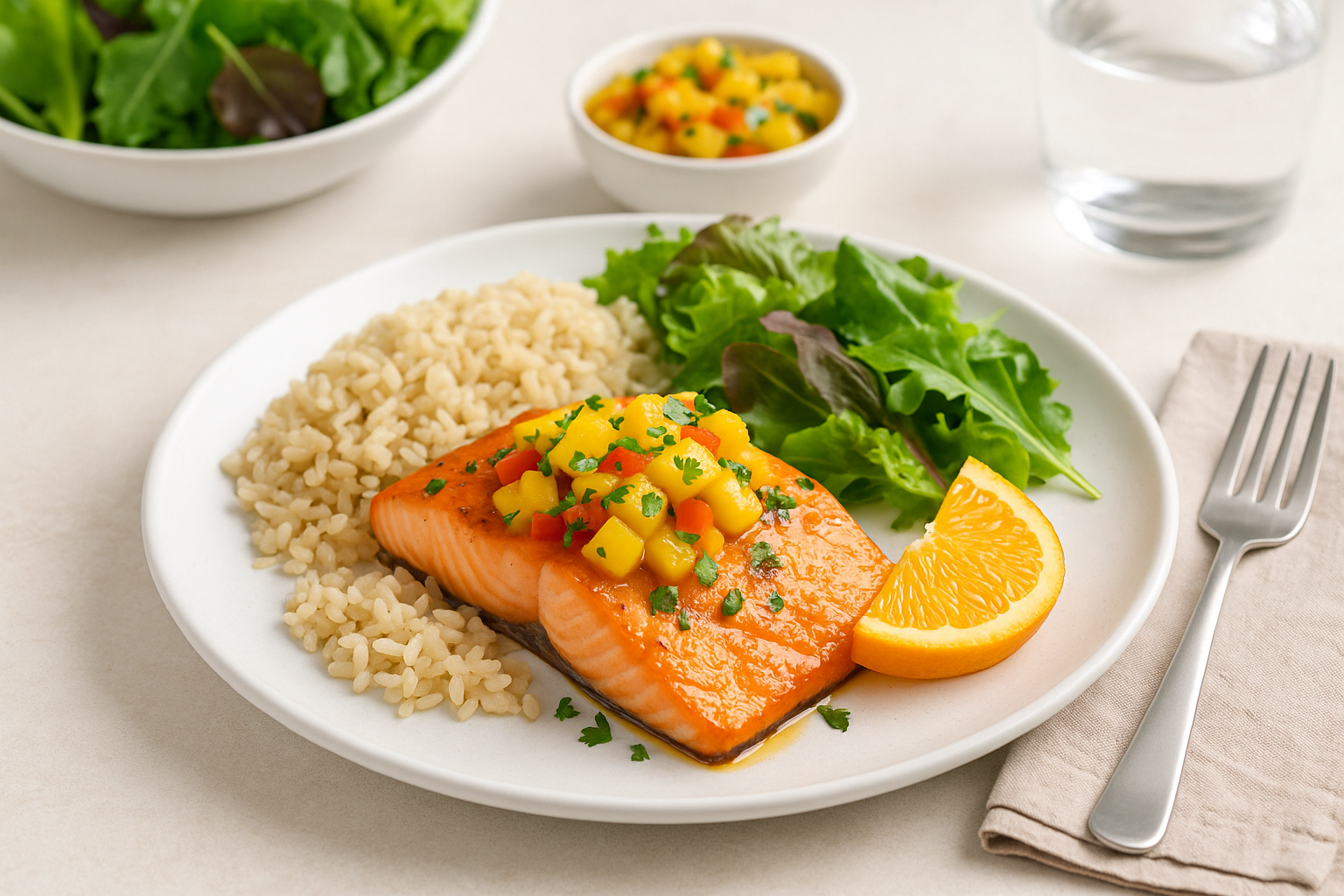 Baked Orange-Glazed Salmon with Mango, Garlic & Herbs — mango salmon